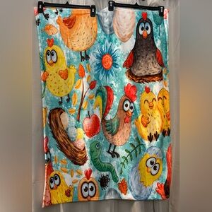 Cartoon Chicken & Chick Print Throw